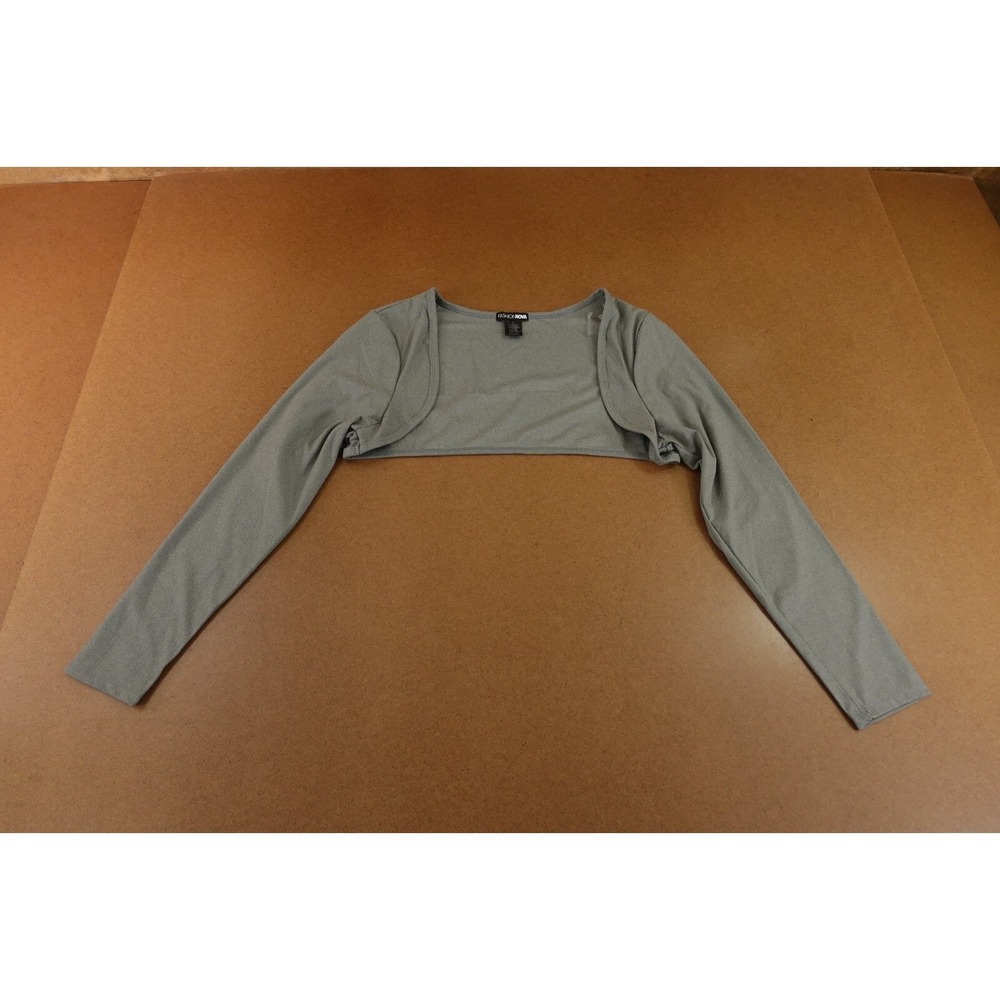 Fashion Nova Womens Size 1X Gray Rib Knit Long Sleeve Cropped Shrug New